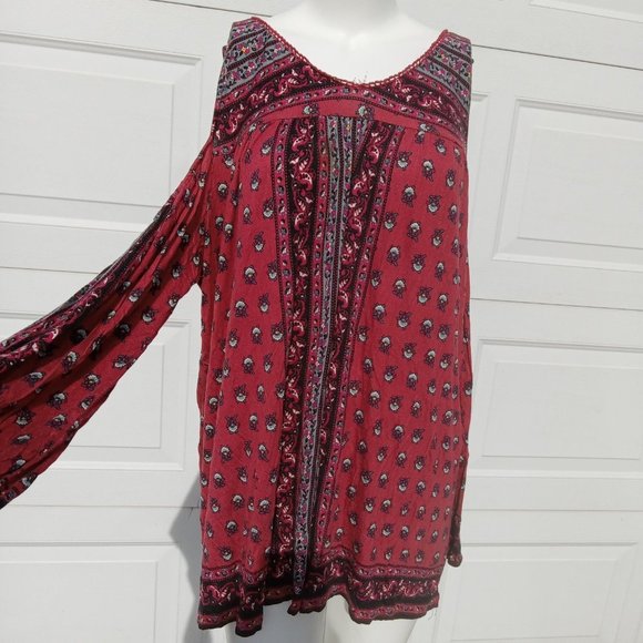 Living Doll Cold Shoulder Top plus size 1X Tunic boho Long Sleeve Shirt Flowy XL - Picture 1 of 7